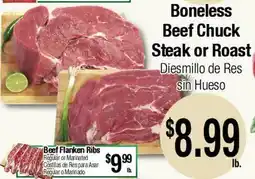 Big Saver Foods Boneless Beef Chuck Steak or Roast offer
