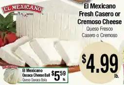 Big Saver Foods El Mexicano Fresh Casero or Cremoso Cheese offer