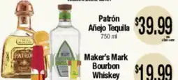 Big Saver Foods Patrón Añejo Tequila 750 ml, Maker's Mark Bourbon Whiskey offer