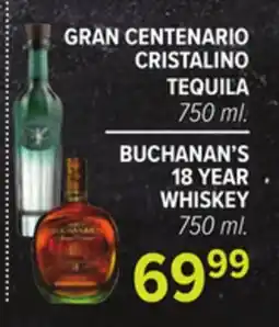 Cermak Fresh Market GRAN CENTENARIO CRISTALINO TEQUILA 750 mL BUCHANAN'S 18 YEAR WHISKEY offer