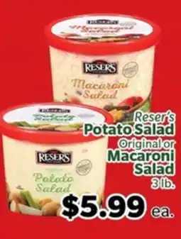 Living Fresh Market Reser's Potato Salad Original or Macaroni Salad offer