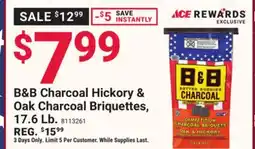 Ace Hardware B&B Charcoal Hickory & Oak Charcoal Briquettes, 17.6 Lb offer