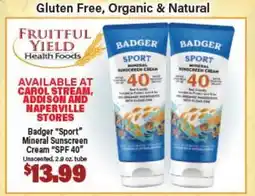 Angelo Caputo's Fresh Market Badger Sport Mineral Sunscreen Cream SPF 40 offer