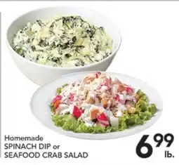Pete's Fresh Market Homemade SPINACH DIP or SEAFOOD CRAB SALAD offer