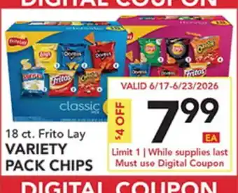 Pete's Fresh Market 18 ct. Frito Lay VARIETY PACK CHIPS offer