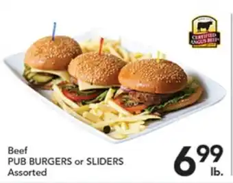 Pete's Fresh Market Beef PUB BURGERS or SLIDERS offer