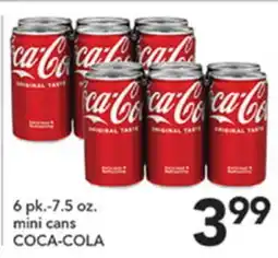 Pete's Fresh Market 6 pk.-7.5 oz. mini cans COCA-COLA offer
