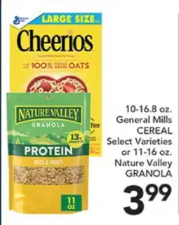 Pete's Fresh Market 10-16.8 oz. General Mills CEREAL Select Varieties or 11-16 oz. Nature Valley GRANOLA offer
