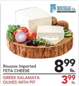 Pete's Fresh Market ROUSSAS IMPORTED FETA CHEESE, GREEK KALAMATA OLIVES WITH PIT offer