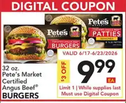 Pete's Fresh Market 32 oz. Pete's Market Certified Angus Beef BURGERS offer