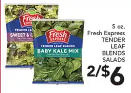 Pete's Fresh Market 5 oz. Fresh Express TENDER LEAF BLEND SALADS offer