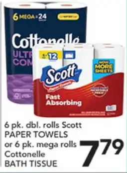 Pete's Fresh Market 6 pk. dbl. rolls Scott PAPER TOWELS or 6 pk. mega rolls Cottonelle BATH TISSUE offer