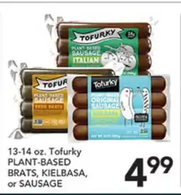 Pete's Fresh Market 13-14 oz. Tofurky PLANT-BASED BRATS, KIELBASA, or SAUSAGE offer