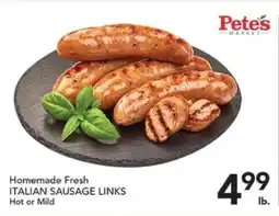 Pete's Fresh Market Homemade Fresh ITALIAN SAUSAGE LINKS offer