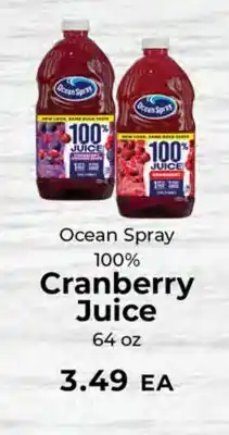 Sunset Foods Ocean Spray 100% Cranberry Juice offer