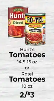 Sunset Foods Hunt's Tomatoes 14.5-15 oz or Rotel Tomatoes 10 oz offer