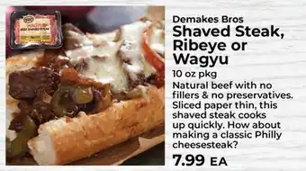 Sunset Foods Demakes Bros Shaved Steak, Ribeye or Wagyu offer