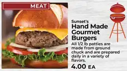 Sunset Foods Sunset's Hand Made Gourmet Burgers offer