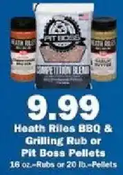 Schnucks Heath Riles BBQ & Grilling Rub or Pit Boss Pellets offer