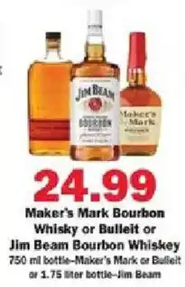 Schnucks Maker's Mark Bourbon Whisky or Bulleit or Jim Beam Bourbon Whiskey offer