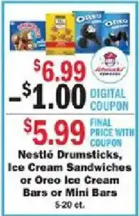 Schnucks Nestlé Drumsticks, Ice Cream Sandwiches or Oreo Ice Cream Bars or Mini Bars offer
