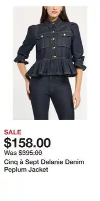 Nordstrom Cinq à Sept Delanie Denim Peplum Jacket offer