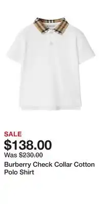 Nordstrom Burberry Check Collar Cotton Polo Shirt offer
