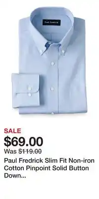 Nordstrom Paul Fredrick Slim Fit Non-iron Cotton Pinpoint Solid Button Down Collar Dress Shirt offer