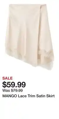 Nordstrom MANGO Lace Trim Satin Skirt offer