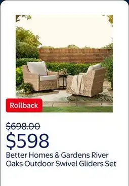 Walmart Better Homes & Gardens River Oaks Outdoor Swivel Gliders with Patio Covers, Set of 2, Natural offer