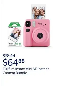 Walmart Fujifilm Instax Mini SE Instant Camera with Bonus 10 Pack Mini Film, Pink offer