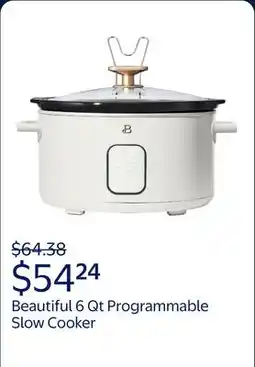 Walmart Beautiful 6 Qt Programmable Slow Cooker, White Icing by Drew Barrymore offer