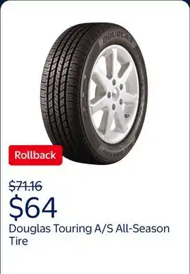 Walmart Douglas Touring A/S 205/55R16 91H All-Season Tire offer