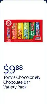 Walmart Tony's Chocolonely Chocolate Bar Pack - Candy Variety Pack, Individually Wrapped offer