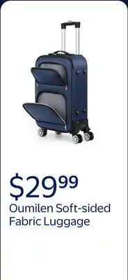 Walmart Oumilen Soft-sided Fabric Luggage Roller Luggage Lightweight 20 Blue offer
