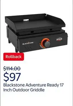 Walmart Blackstone Adventure Ready Outdoor Griddle, 17 Inch Single-Burner Portable Flat Top Grill, Black offer
