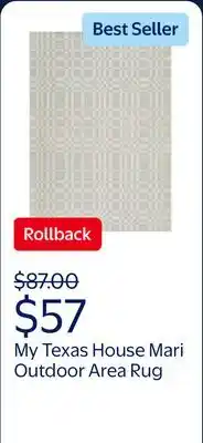 Walmart My Texas House Mari Outdoor Area Rug 5' x 7' offer