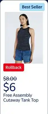 Walmart Free Assembly Women's Cutaway Tank Top offer