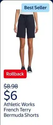 Walmart Athletic Works Women's and Women's Plus French Terry Bermuda Shorts offer