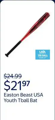 Walmart Easton | Beast USA Youth Tball Bat | 26 inch | -10 Drop Weight offer