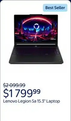 Walmart Lenovo Legion 5a 15.3 WQXGA Laptop, Ryzen 7 250, 1 6GB, 1TB, NVIDIA GeForce RTX 5060, 83Q70003US offer