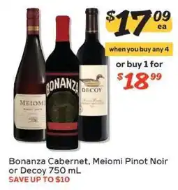 Winn Dixie Bonanza Cabernet, Meiomi Pinot Noir or Decoy offer