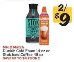 Winn Dixie Dunkin Cold Foam or Stok Iced Coffee offer