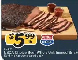 Winn Dixie USDA Choice Beef Whole Untrimmed Brisket offer