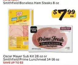 Winn Dixie Oscar Mayer Sub Kit 28 oz or Smithfield Prime Lunchmeat 14-16 oz offer