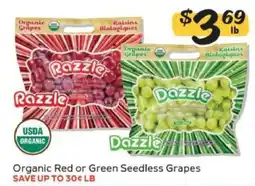 Winn Dixie Organic Red or Green Seedless Grapes offer