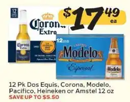 Winn Dixie 12 Pk Dos Equis, Corona, Modelo, Pacifico, Heineken or Amstel 12 oz offer