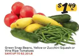 Winn Dixie Green Snap Beans, Yellow or Zucchini Squash or Vine Ripe Tomatoes offer