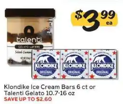 Winn Dixie Klondike Ice Cream Bars 6 ct or Talenti Gelato 10.7-16 oz offer
