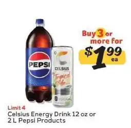 Winn Dixie Celsius Energy Drink 12 oz or 2 L Pepsi Products offer